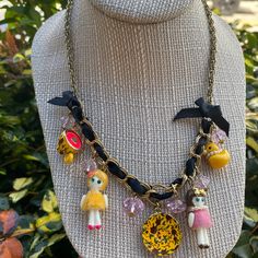 Such A Cool Piece Of Wearable Art Gold Tone Metal The Little Dolls Are In Perfect Condition Vintage Dollhouse, Art Gold, Betsey Johnson Jewelry, Gold Tone Metal, Betsey Johnson, Wearable Art, Gold Black, Womens Jewelry Necklace, Doll House