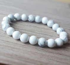 Howlite Wrist Mala Beads Healing Jewelry by OrientAppeal on Etsy Healing Crystals Meanings, Energy Yoga, Howlite Bracelet, Womens Bracelet, Wrist Mala, White Bracelet, Energy Bracelets, Bracelet Mens, Yoga Bracelet