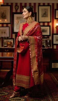 Sabyasachi Suits, Suits For Women Indian, Georgette Suit, Red Kurta, Diwali Outfits, Indian Salwar Kameez, Indian Dresses Traditional, Kurtis With Pants, Kareena Kapoor Khan