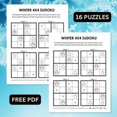 winter sudoku puzzles with snowflakes in the background