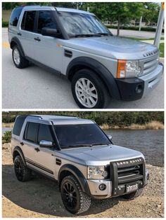 two pictures of the same vehicle in different stages of being painted silver and black, one is