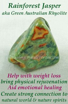 Earth Healing, Rainforest Jasper, Healing Crystals For You, Connection With Nature, Nature Spirits, Crystals Healing Properties, Crystal Therapy, Crystal Healing Stones