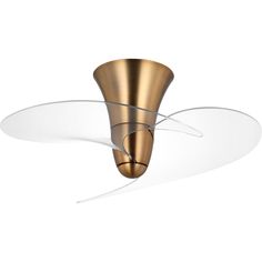 a modern ceiling light that is gold and white with an unusual design on the top