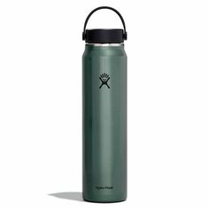 the hydro flask water bottle is shown in green