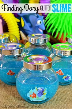 finding dory glitter slime is fun for kids to make and play in the water