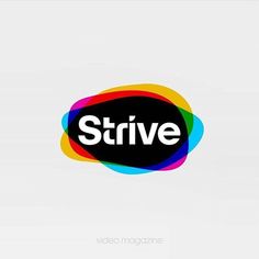 the logo for strive is shown in black and white, with multicolored circles