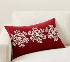 Pottery Barn Christmas Decor, Gingerbread Train, Embellished Pillows, Pottery Barn Christmas, Cotton Headed Ninny Muggins, Applique Pillows, New Home Decor, Snowflake Shape, Faux Fur Pillow