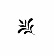 a black and white logo with leaves