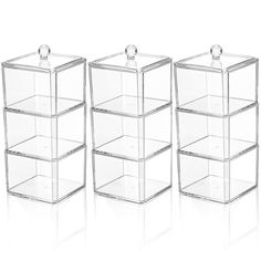 three clear storage containers sitting next to each other