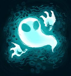 a painting of a ghost floating in the water