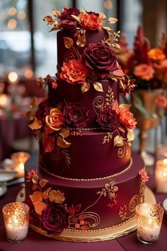 7 Layer Wedding Cake, Weddings Cakes Elegant, Nordic Wedding Cake, Wedding Cake Ideas Elegant Beautiful, Non Traditional Wedding Cakes, Rustic Fall Wedding Cake, Red Wedding Cakes