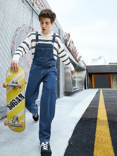 Boys In Overalls, Boys Overalls, Shein Men, Stitch Patch, Masculine Fashion