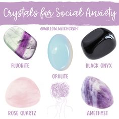 the crystals for social amethysts are shown in purple, blue and white