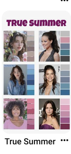 True Summer Neutral Colors, True Winter Summer Outfits, True Summer Makeup Palette, True Summer Blush, True Summer Hair Color Palette, True Summer Palette Outfits, True Summer Aesthetic, True Summer Outfits Inspiration, True Summer Color Analysis