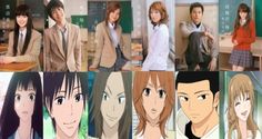 several images of people in school uniforms and one has long brown hair, the other is blue eyes