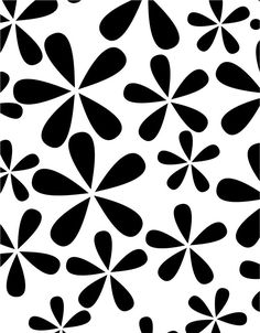 a black and white flower pattern on a white background