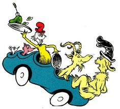 the cat in the hat is driving with other cats