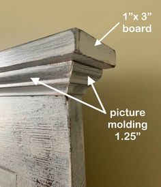 an image of a wooden post with measurements for the top and bottom section, including 1 / 2'x 3'board