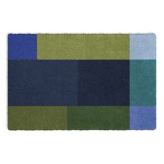 a blue and green rug on a white background with an area rug in the middle