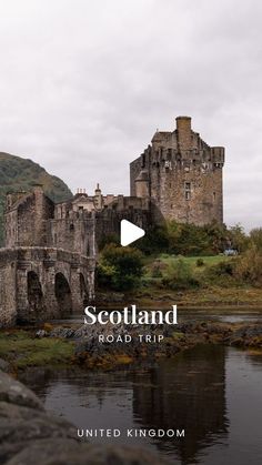 scotland road trip with the text,'united kingdom'in front of an image of a castle