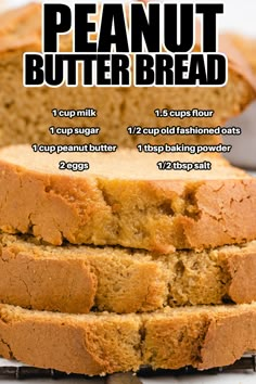 3 slices of peanut butter bread, stacked Peanut Butter Bread, Butter Bread, Sliced Bread, Homemade Peanut Butter, Butter Recipes, Bread Machine Recipes, Bread Recipes Sweet, Peanut Butter Recipes, Breads And Rolls