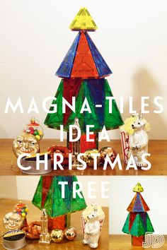 Magnet Tile Christmas Tree, Magna Tile Building Ideas, Connetix Christmas Tree, Magnet Tiles Christmas Tree, Magna Tile Christmas Tree, Magnatiles Ideas Christmas, Magnatile Christmas Tree