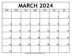 march calendar with the word march in black and white, on top of a blank page