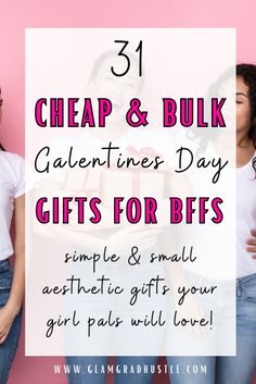 Bulk gift ideas for Galentines Day, Valentines gift ideas for girlfriends Little Valentines Gifts, Valentine Gifts For Friends, Cheap Valentines Day Gifts, Pink Gift Ideas, Best White Elephant Gifts, Best Friend Cards, Happy Galentines Day, Friends Valentines Day, Galentines Gifts