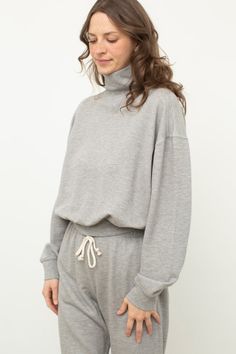 *This top is in "like new" condition but the photos shown are stock photos and not photos of the actual top being sold. The Eco Terry Funnel Neck is crafted with Organic Cotton, featuring a relaxed fit, loose funnel neck and rib trims Made in LA 100% organic cotton; 95% cotton, 5% spandex (rib cuff and neck) Care: Machine wash cold with like colors. Do not spot treat. No bleach. Lay flat to dry. Funnel Neck Sweater, Denim Hat, Denim Outerwear, Wide Pants, Funnel Neck, Swimwear Tops, Funnel, Vintage Tops, Lay Flat