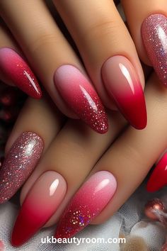 Pink is a sought-after nail color for its versatility across various occasions and skin tones. This post offers 21 diverse pink nail ideas, featuring delicate florals and a spectrum from light to vibrant shades. Explore options like sparkle, matte, glitter, and high gloss, perfect for different nail types and styles including almond, square, and acrylic Pink Sparkly Nails Acrylic, Two Tone Pink Nails, Colored Ombre Nails, Red Ombre Nail Designs, Acrylic Ombre Nail Designs, Ombre Red Nails, Ombre Nails Pink, New Nails Design, Nail Designs With Glitter