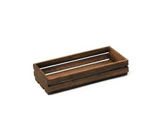 a wooden tray with two compartments on the bottom and one in the middle, sitting on a white surface