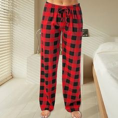 Season:Winter,Fall; Fabric:Flannel; Gender:Women's; Nightwear Style:Pajama Pant; Style:Comfort,Simple,Fashion; Elasticity:Inelastic; Occasion:Home,Daily; Age Group:Adults; Function:Comfort; Pattern:Grid / Plaid; Design:Adjustable; Bottom Type:Pant; Listing Date:08/25/2023; Hips:null; Length [Bottom]:null; Waist:null Pijama Pants, Halloween Pajama Pants, Comfort Home, Christmas Pajama Pants, Pyjama Pants, Halloween Pajamas, Womens Pajamas Pants, Winter Pajamas, Pajama Pant