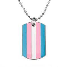 Transgender Pride Dog Tag Necklace Necklaces PRIDE MODE Trans Accessories, Vet School Motivation, Pride Accessories, Matching Necklaces For Couples, Trans Boys, Gay Pride Shirts, Pretty Jewelry Necklaces, Asexual Pride, Pride Colors