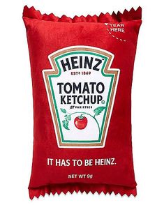 heinz's tomato ketchup pouch on white background with clipping for text