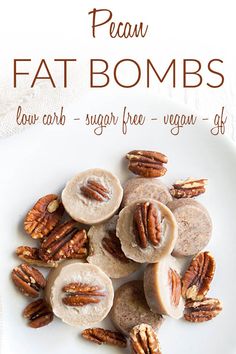 Pecan Fat Bombs (vegan, gluten free, sugar free, keto) - These low carb fat bombs will help you meet your daily macronutrient goals and satisfy your sweet tooth at the same time! #veganketo #keto #fatbombs Autoimmune Paleo Recipes, Sugar Free Vegan, Keto Friendly Desserts, Low Carb Cookies, Low Carb Lunch, Gluten Free Sugar Free, Vegan Keto