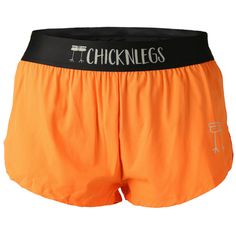 Closeup product shot of the women's neon orange 1.5 inch split running shorts from ChicknLegs. Chicken Legs Shorts, Best Running Shorts, Neon Shorts, Split Legs, Running Shorts Women, Orange Shorts, Chicken Legs, Rubber Ducky, Comfy Shorts