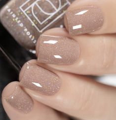 Gel Nails For Pale Hands, Opaque Shimmer Nails, New Glitter Nails, Nail Polish Simple Ideas, Taupe Shimmer Nails, Taupe Wedding Nails, Fall Bridesmaid Nail Ideas, Shimmer Fall Nails, Nail Champagne Color