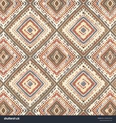 an abstract pattern made up of squares and rectangles in shades of brown, blue, beige and white