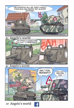 a comic strip with an image of a tank and the caption that says, angelo's world