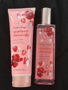 Strawberry And Cream Perfume, Strawberry Skincare Aesthetic, Strawberry Perfume Aesthetic, Strawberry Cheesecake Perfume, Bodycology Strawberry Cheesecake, Strawberry Sent, Lotion Recommendations, Bodycology Lotion