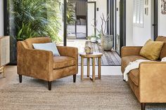 a living room filled with furniture and plants