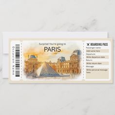 a ticket with the words paris on it