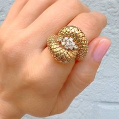 Magnificent textural Snake skin and Old European Diamond Vintage cocktail ring crafted in 14K Yellow Gold with 0.28tcw of H Color SI1/VS2 diamonds weighing 19.5gm.Size 7.5 sizing available with fee contact us to have it added to the price before checkout.Thank you for visiting our shop!Visit our website DmKJewelry.comAlso Follow us on Instagram https://www.instagram.com/dmkjewelryny/ Luxury Snake Ring With Diamond Accents For Anniversary, Yellow Gold Snake Ring With Diamond Accents For Anniversary, Fine Jewelry Snake Ring With Diamond Accents For Anniversary, Fine Jewelry Snake Ring With Single Cut Diamonds, Anniversary Fine Jewelry Snake Ring With Diamond Accents, Snake Ring With Diamond Accents For Anniversary, Luxury Diamond Snake Ring With Single Cut Diamonds, Gold Diamond Snake Ring With Brilliant Cut, Luxury Snake Ring With Single Cut Diamonds For Anniversary