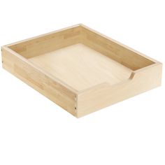 an empty wooden tray on a white background