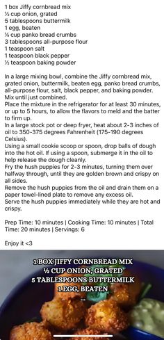 the recipe for tater tots is shown in this page, and it contains information about