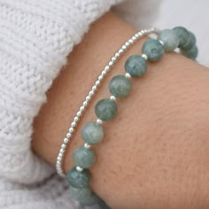 Natural Jade Bracelet Healing Gemstones Harmony, Prosperity, Good Luck Dainty Beaded Bracelet Elegant Crystal Jewelry for Women - Etsy Beaded Jade Bracelet, Gemstone Bracelet Designs, Bracelet Crystal Beads, Spiritual Silver Beads Bracelets For Everyday, Silver Jade Beaded Bracelets With Round Beads, Sterling Silver Spiritual Beaded Bracelets With Gemstones, Spiritual Sterling Silver Beaded Bracelets With Gemstone, Everyday Jade Bracelets With Round Beads, Beaded Gemstone Bracelets