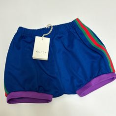 Authentic Gucci Shorts - Nwt Gucci Shorts, Gucci Satchel, Gucci Messenger Bags, Swim Pants, Womens Tennis, Blue Sandals, Color Shorts, Purple Fashion, Shorts Athletic