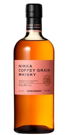 a bottle of nikka nobby grain whisky on a white background with the label