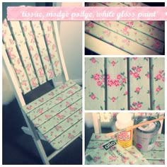 the collage shows how to make an upholstered chair out of old chairs