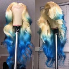 Hair Material: 100% Remy Human Hair Wigs Hair Color: #T613/blue Color (Different light, may have a little chromatic aberration) Length: 10Inches-32Inches, Healthy and Thick Hair Ends Base Material: Swiss Lace Lace Wig Type: HD Transparent 13x4 Lace Front Wig Density: 150% -2000%(If need higher density, please contact the customer service) Cap Size: 22-22.5 inches. Adjustable Natural Hairline: Bleached Knot Well Together With Smart Baby Hair The Wig Has Been Pre-Plucked Well, Natural Hairline Eas Curly Ginger, Pngtuber Model, 16 Inch Hair, Body Wave Lace Front Wig, Wave Lace Front Wig, Ombre Lace Front, Blue Wig, Loose Waves Hair, Ombre Blonde